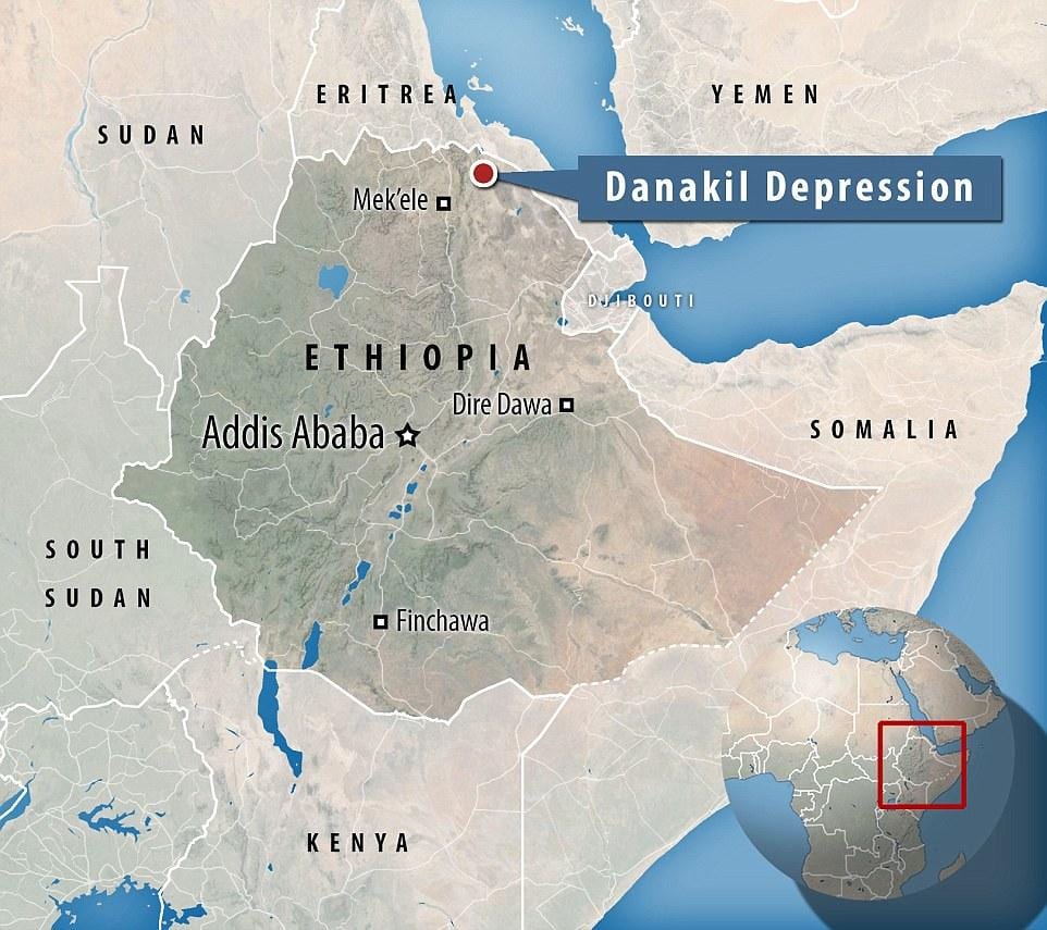 danakil depresyon peyi Letiopi kat jeyografik