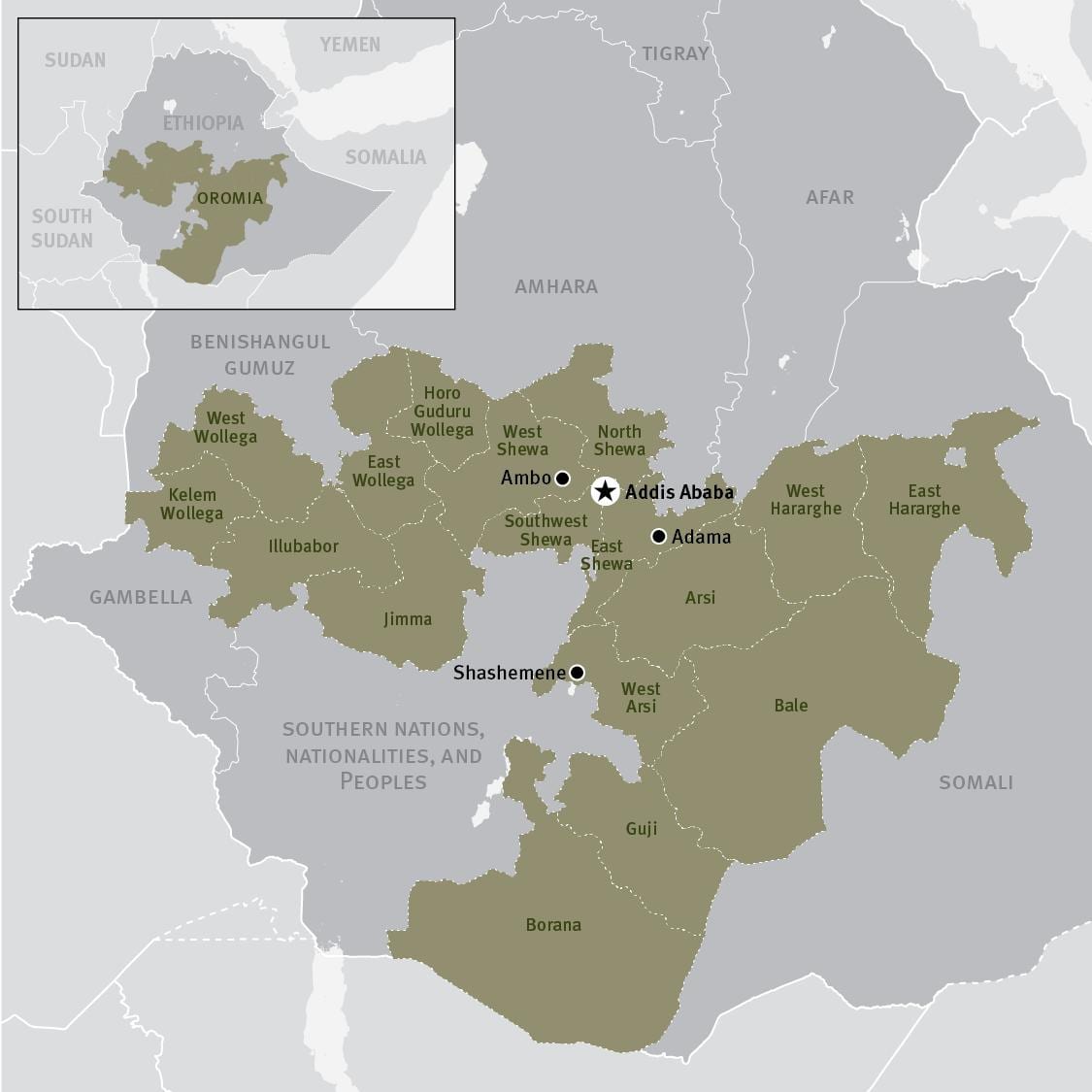 kat jeyografik nan oromia rejyon nan peyi Letiopi
